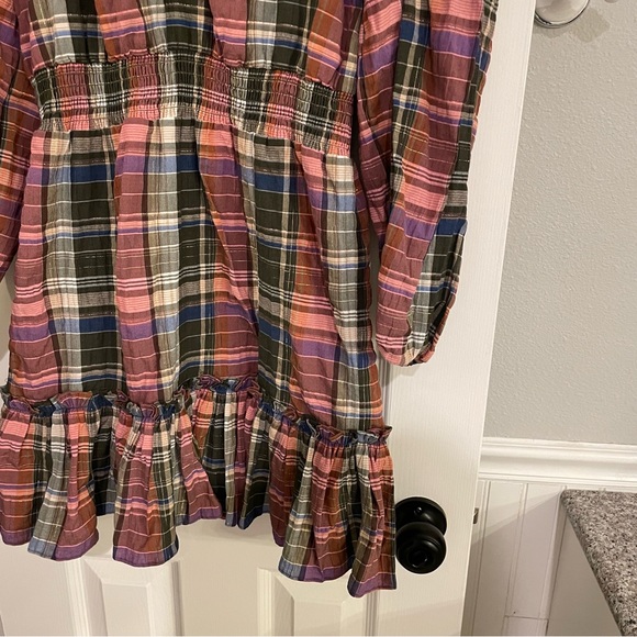 NEW Veronica Beard Destiny Dress in Olive Pink Plaid 2 - Picture 9 of 12